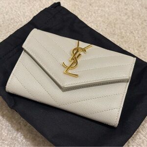 Yves Saint Laurent White Leather Envelope Wallet